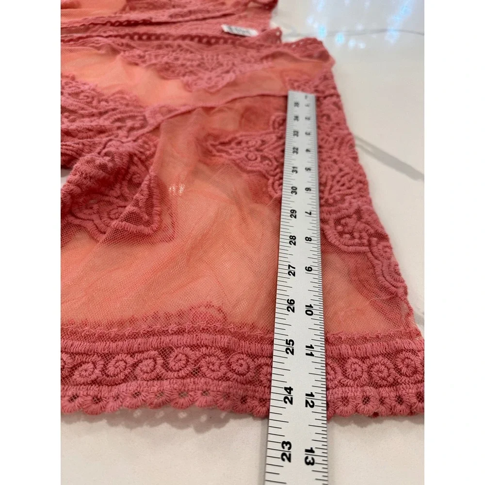 Pink Crochet Lace Overlay Kimono Cardigan Cover Up S M Romantic NWT Elegant Boho